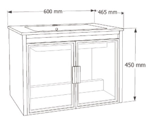 E+NT LD-6838 60cm Stainless Steel Basin Cabinet (Matt Grey with Glass)