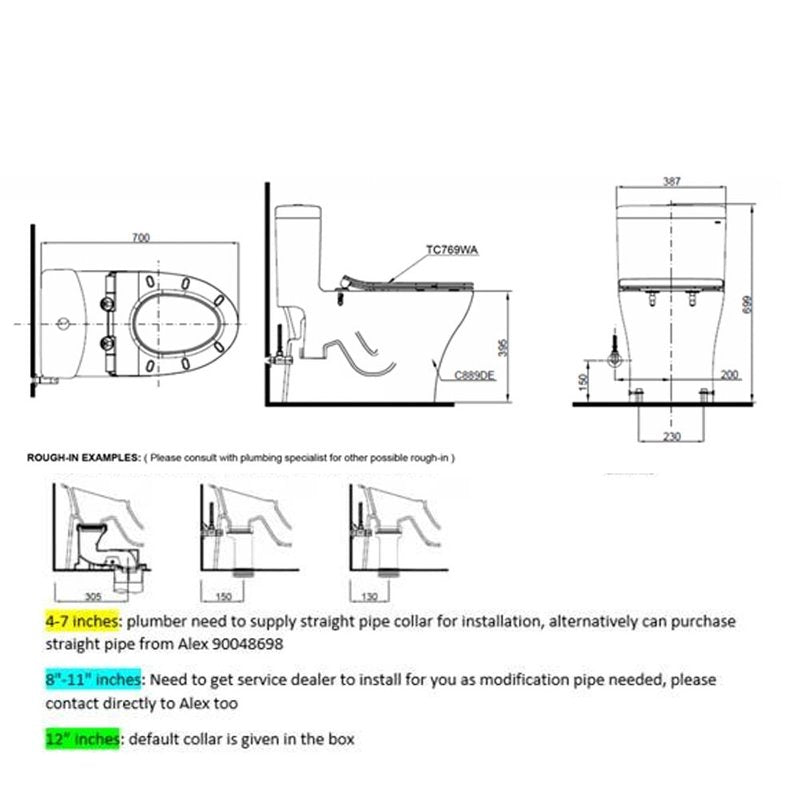 TOTO Tornado Flush One Piece Toilet C889DESI