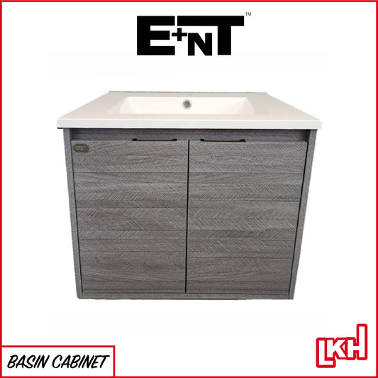 E+NT Y60BC-GW 60cm PVC Basin Cabinet (Grey Wood Grain)