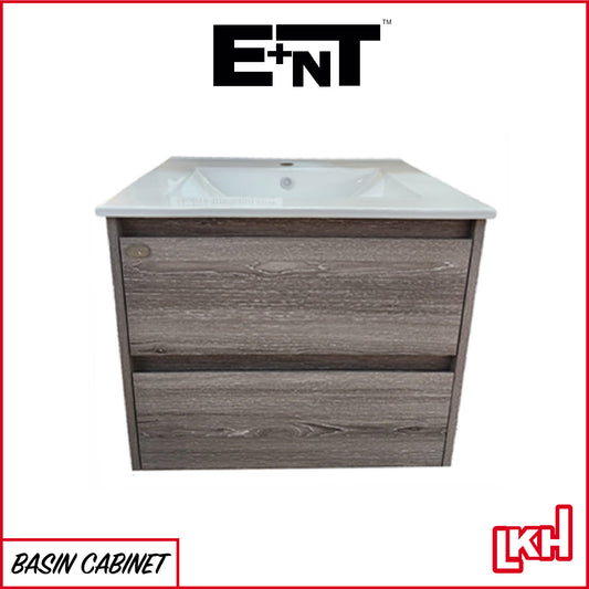 E+NT Y60BC-GS 60cm PVC Basin Cabinet (Grey White Oak)