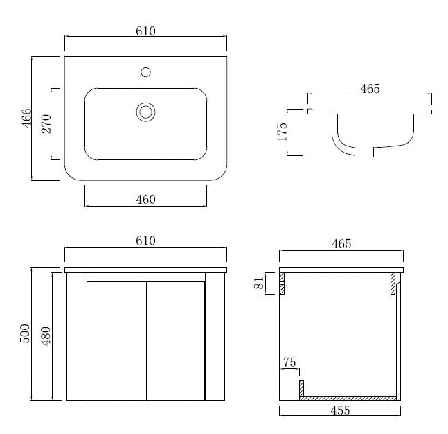 E+NT YAM7-60LAE 60cm PVC Basin Cabinet (Light Ash)