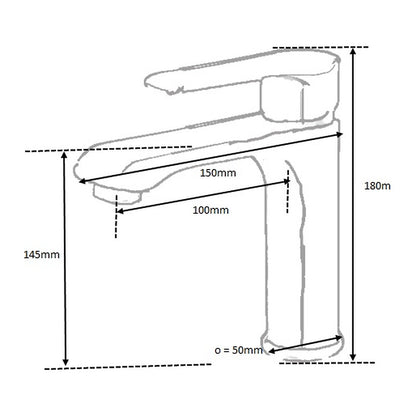 E+NT Basin Mixer 8201 dimensions