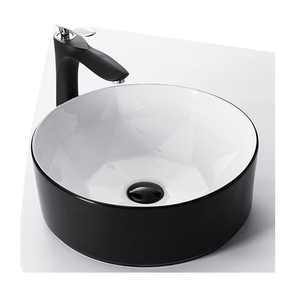 E+NT Counter Top Basin 8449, White and Matt Black