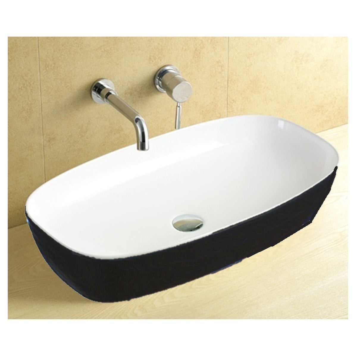 E+NT Counter Top Basin 8483B, White and Matt Black