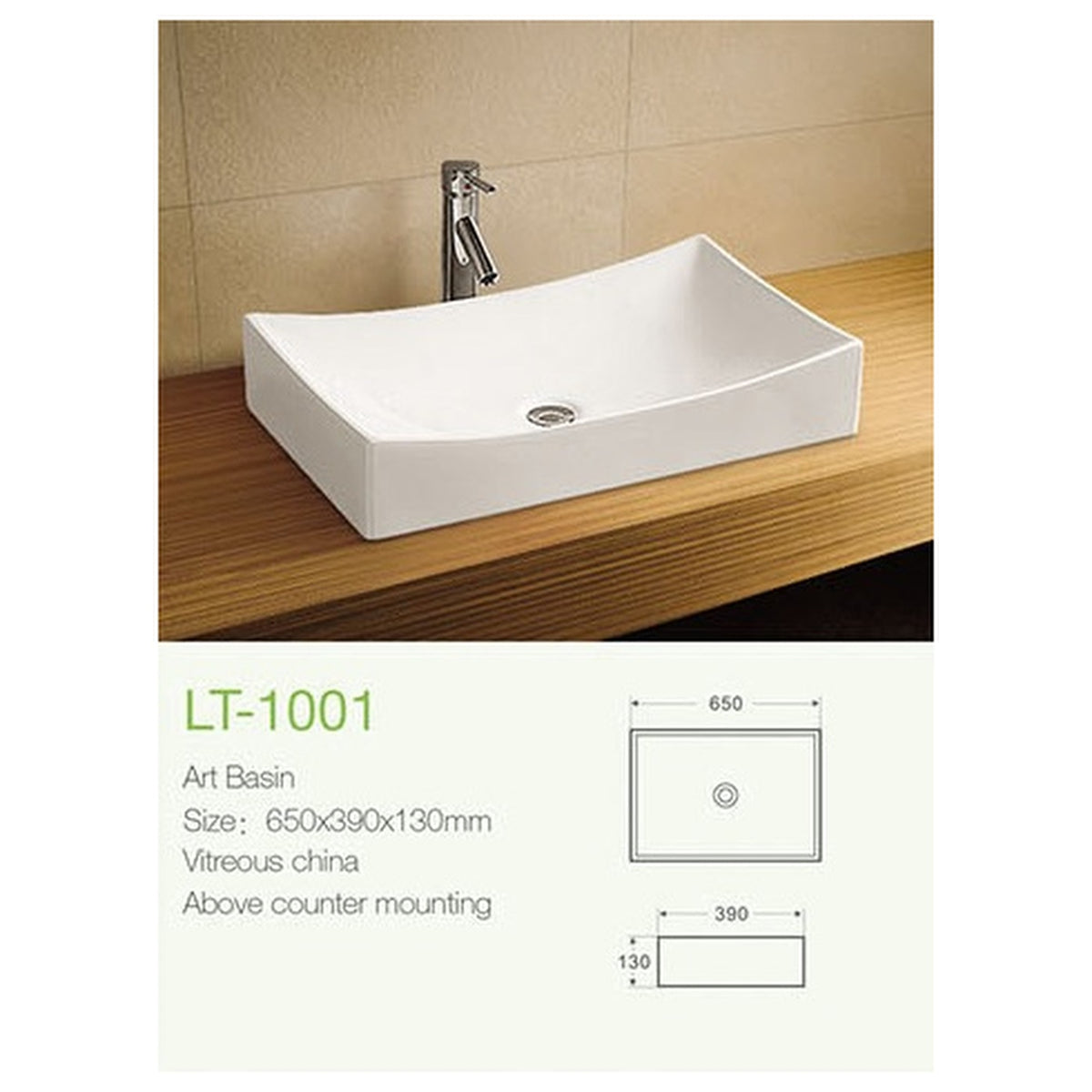 E+NT Counter Top Basin LT-1001 dimensions