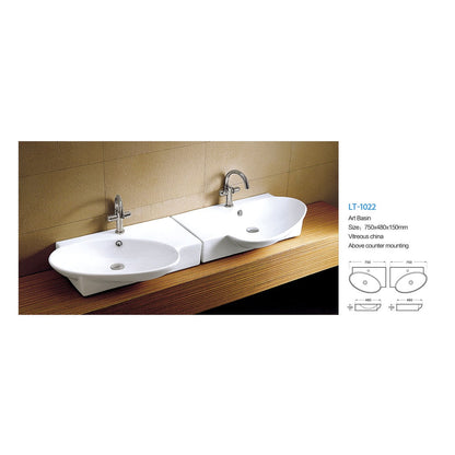 E+NT Counter Top Basin LT-1022L dimensions
