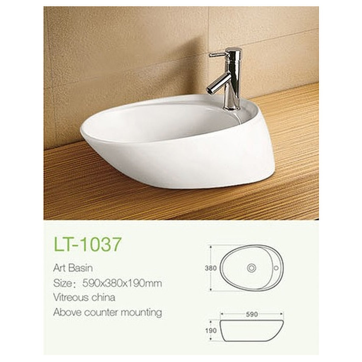 E+NT Counter Top Basin LT-1037 dimensions