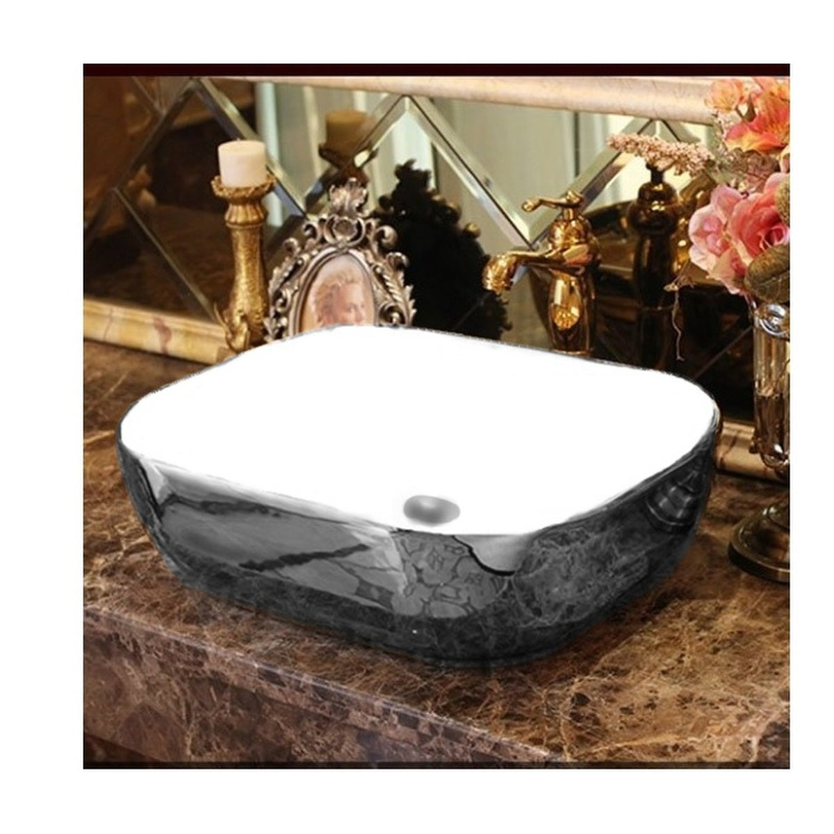 E+NT Counter Top Basin LT-2143, Silver and White