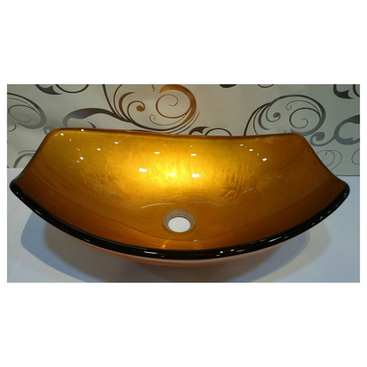 E+NT Glass Counter Top Basin YH-H567P, Gold