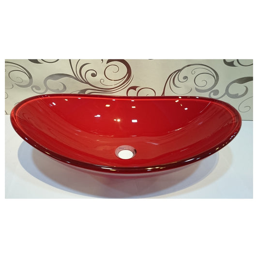 E+NT Glass Counter Top Basin YH-T327, Red