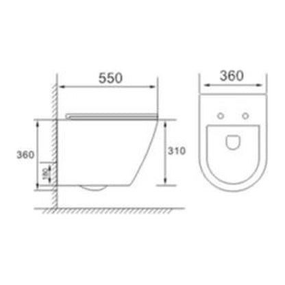 E+NT HEIDI Wall Hung Toilet Bowl dimensions