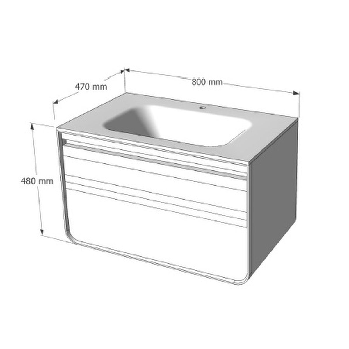 E+NT LD-5200 80cm Basin Cabinet Set dimensions