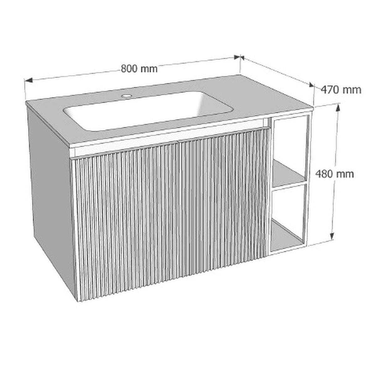E+NT LD-5217 80cm Basin Cabinet Set dimensions