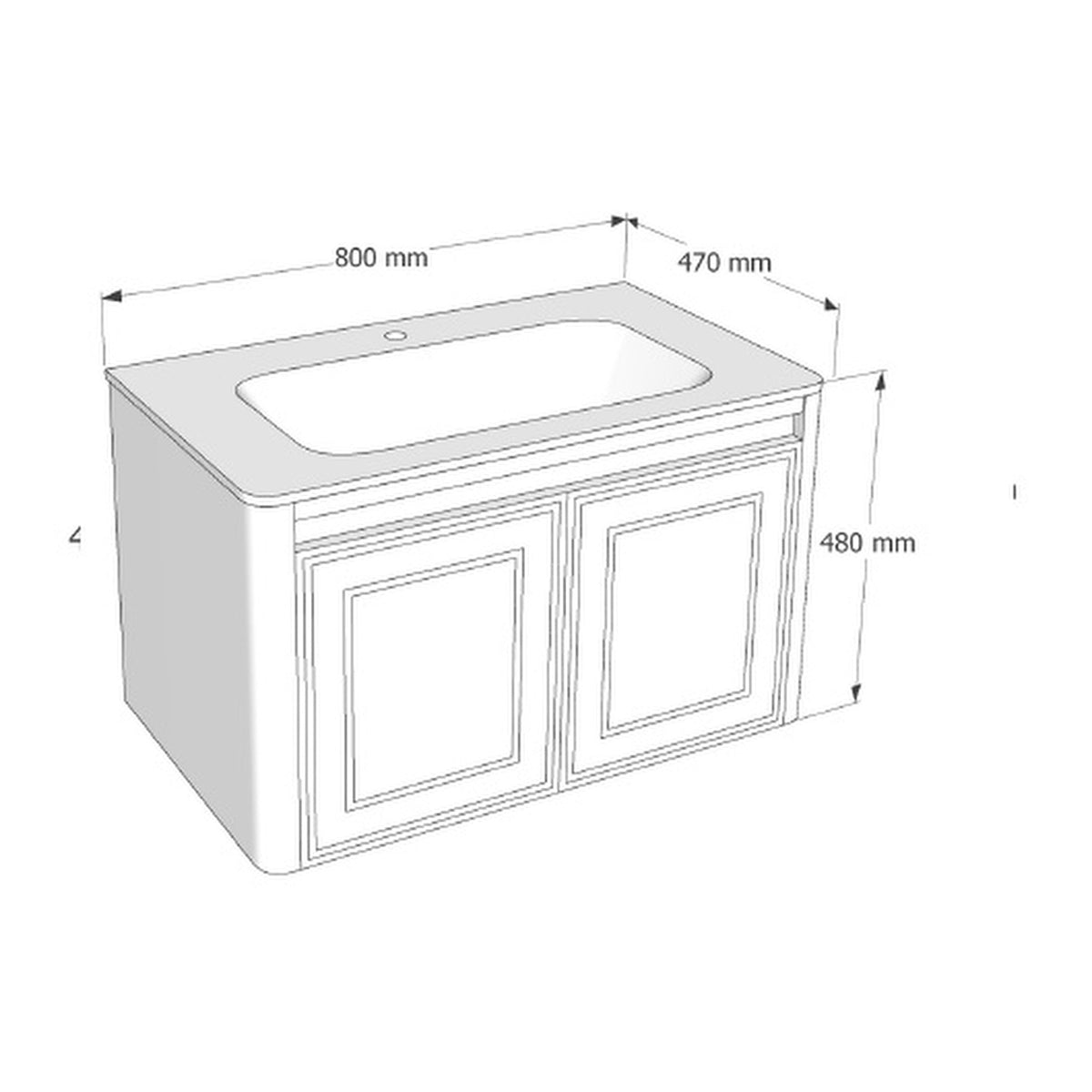 E+NT LD-5226 80cm Basin Cabinet Set dimensions