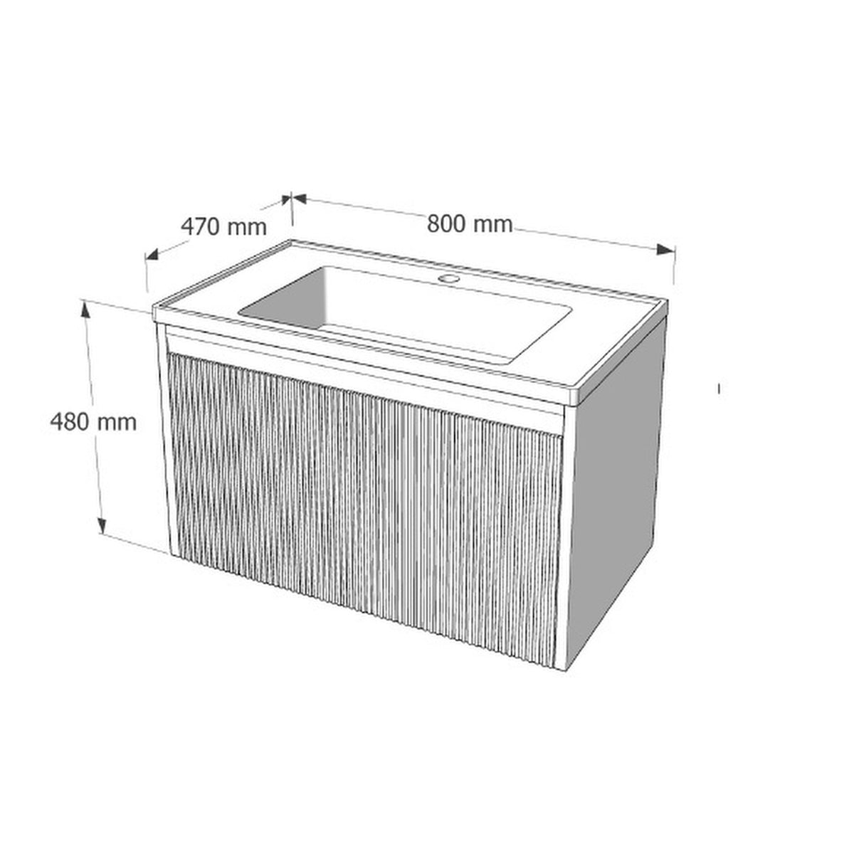 E+NT LD-5286 80cm Basin Cabinet Set dimensions