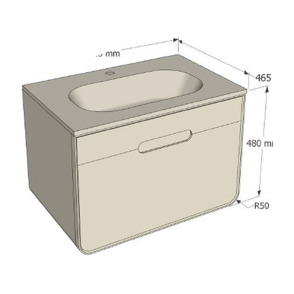 E+NT LD-9710 70cm Basin Cabinet Set, Creamy Yellow