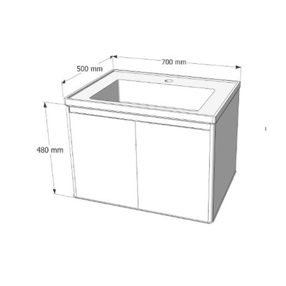E+NT LD-9716 70cm Basin Cabinet Set dimensions