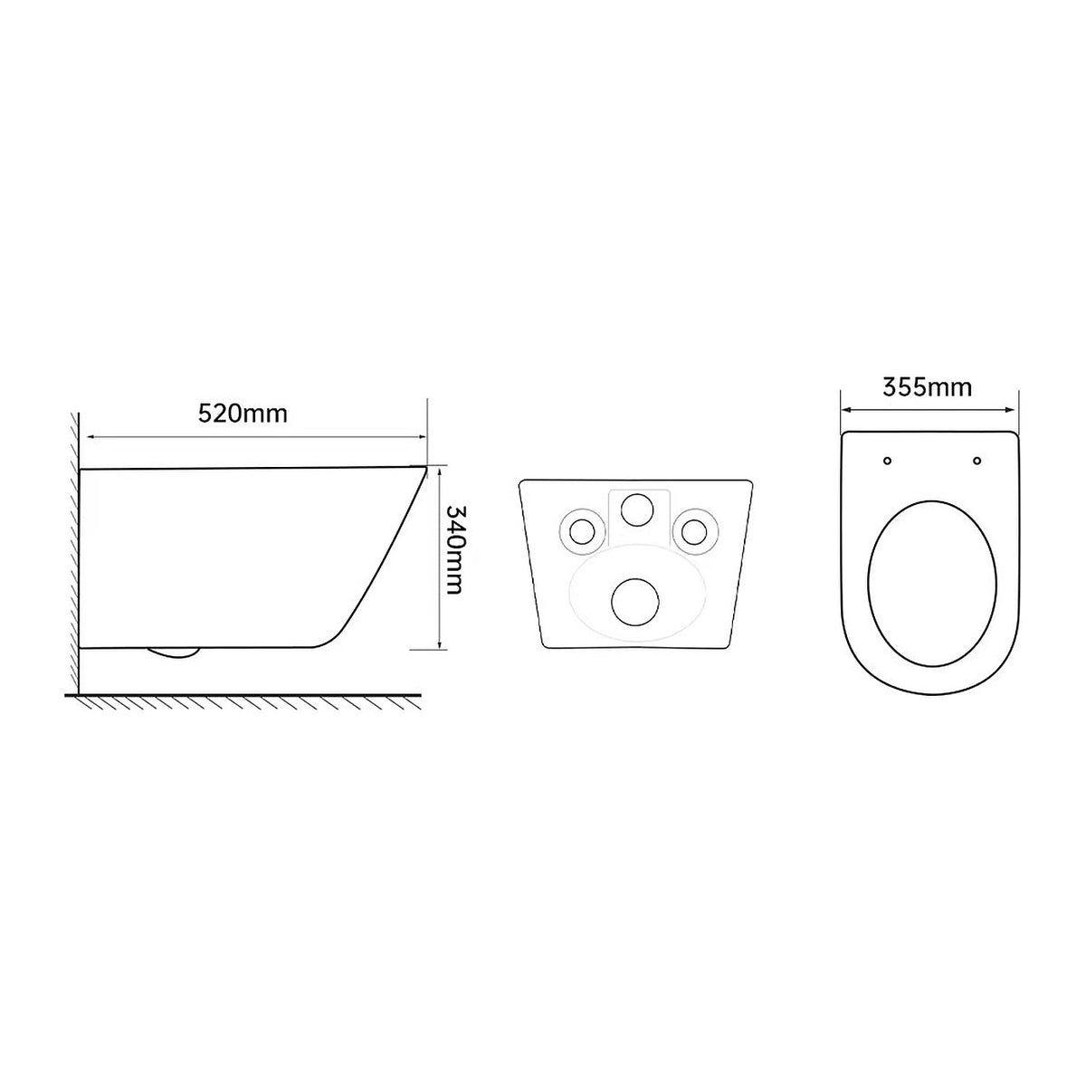 E+NT MAKI Wall Hung Toilet Bowl dimensions