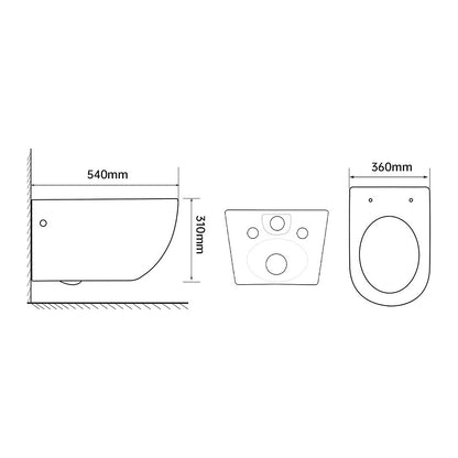 E+NT TOMI Wall Hung Toilet Bowl dimensions