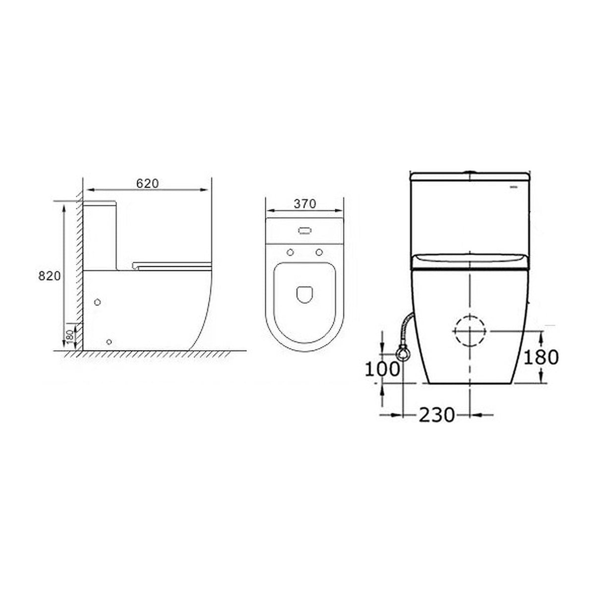 E+NT TWIST Two Piece Toilet Bowl dimensions