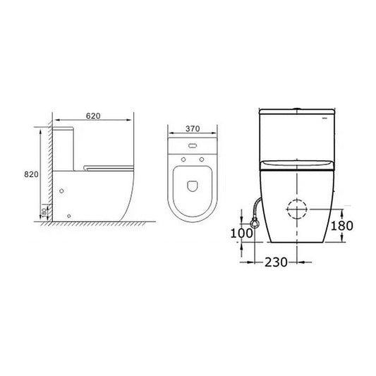E+NT TWIST Two Piece Toilet Bowl dimensions