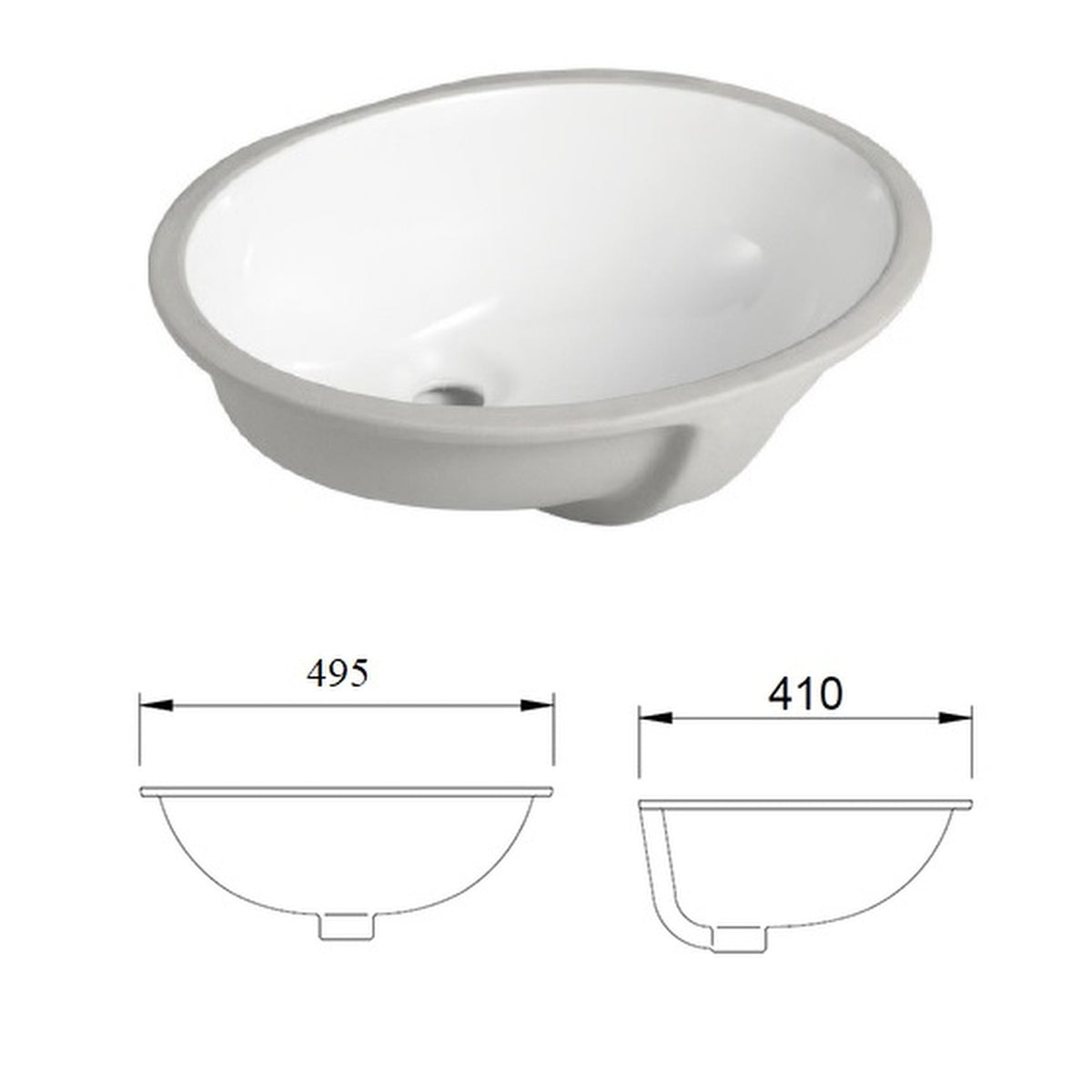 E+NT Undermount Basin E-1020 dimensions