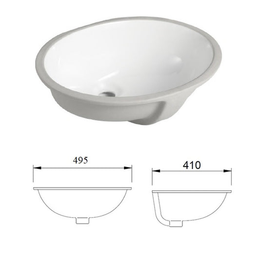 E+NT Undermount Basin E-1020 dimensions