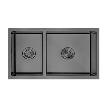 E+NT Undermount Double Bowl Sink 8145, Black Nano