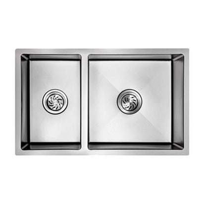 E+NT Undermount Double Bowl Sink 8145, Silver Nano