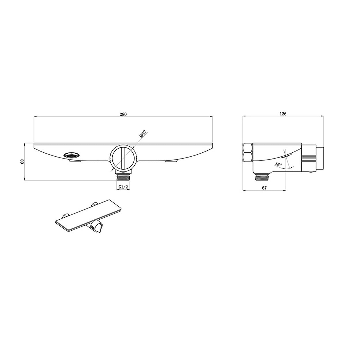 ent Cool Bath Mixer with Marble Shelf 81550, Gun Metal dimensions