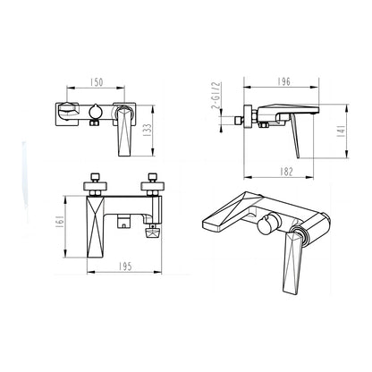 ent King Bath Mixer 16540 dimensions