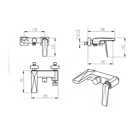 ent King Bath Mixer 16540 dimensions