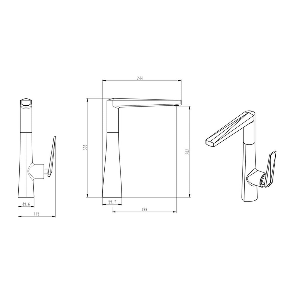 ent King Kitchen Sink Mixer 16530 dimensions