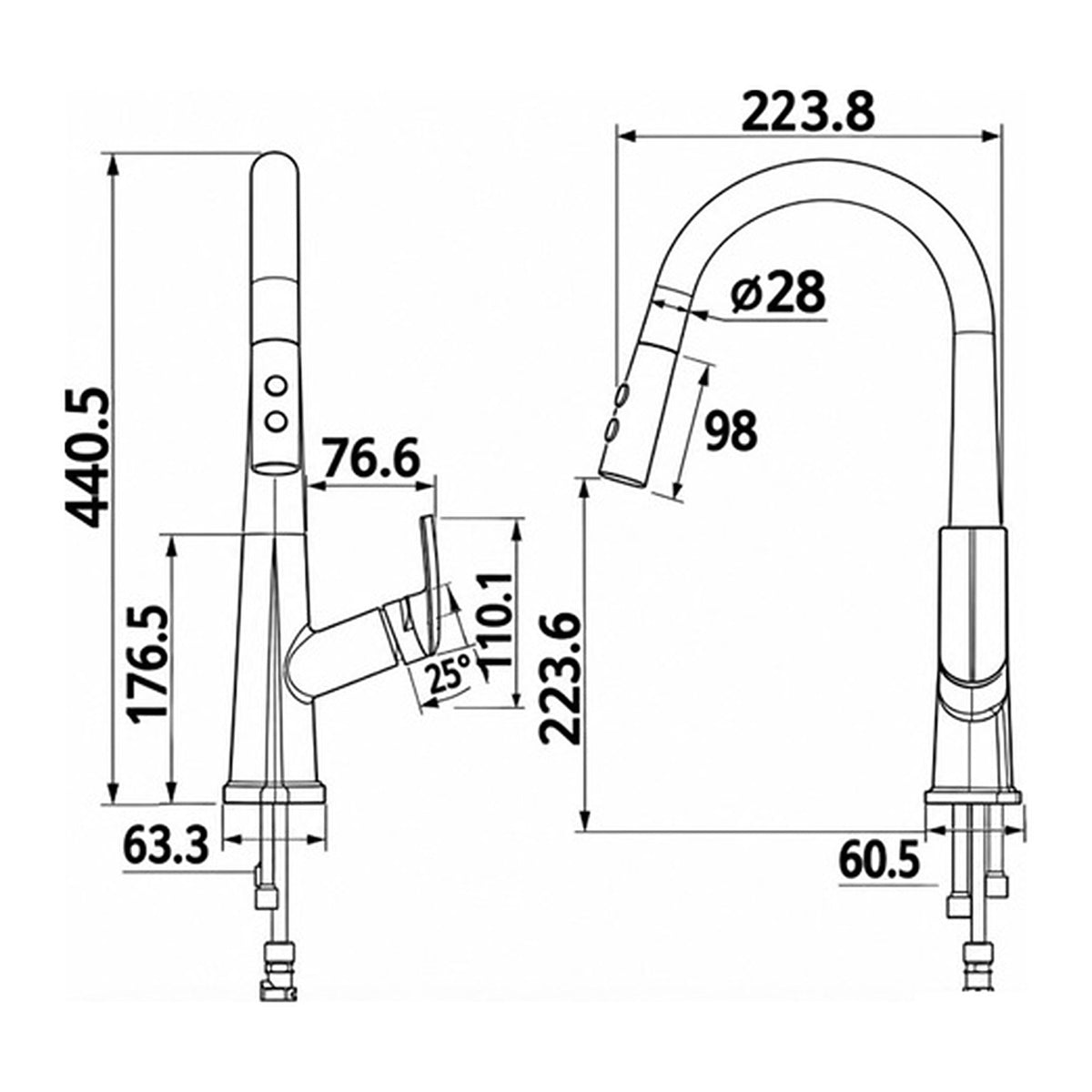 ent Pull-Out Kitchen Sink Mixer 21530 dimensions