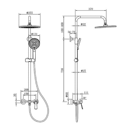 ent Royal 3-Way Rainshower Set 70560 dimensions
