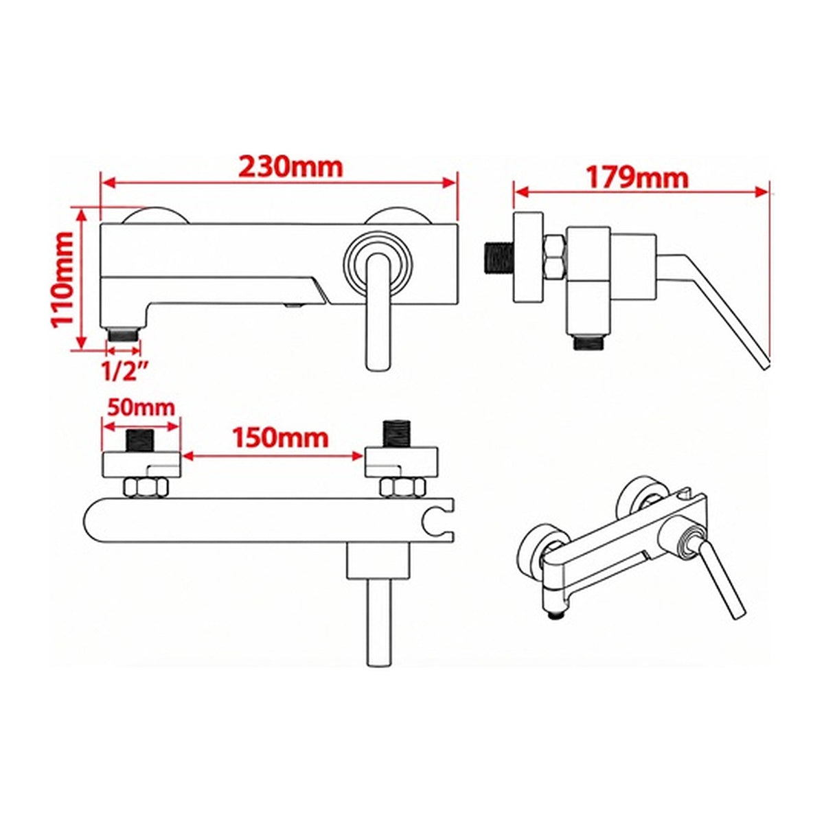 ent Royal Bath Mixer 78550 dimensions