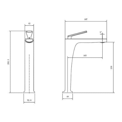 ent Royal Tall Basin Mixer 70510 dimensions
