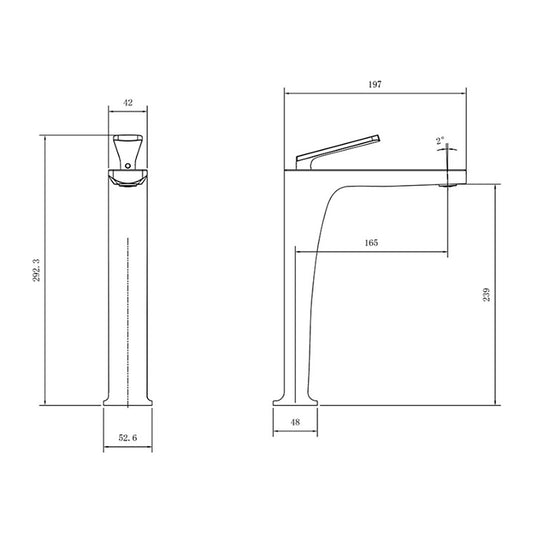 ent Royal Tall Basin Mixer 70510 dimensions