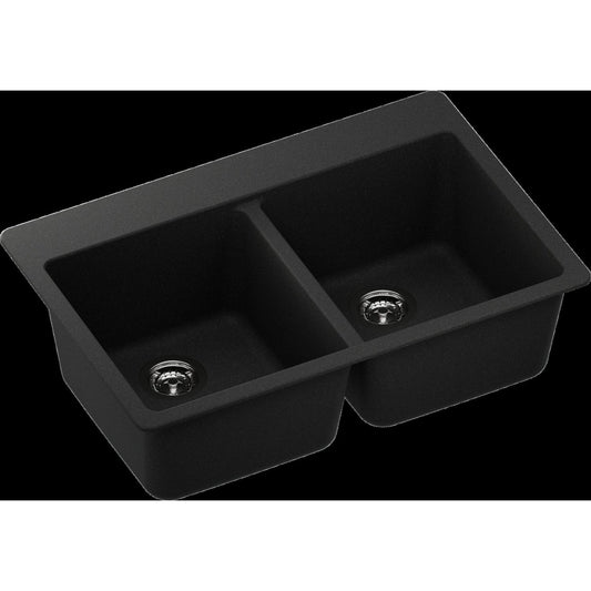 ent Signature Series Undermount Double Bowl Granite Sink #S1-U Slate Black view 2