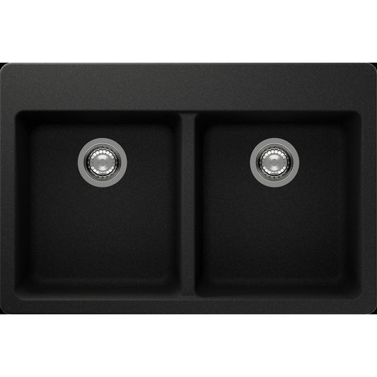 ent Signature Series Undermount Double Bowl Granite Sink #S1-U Slate Black