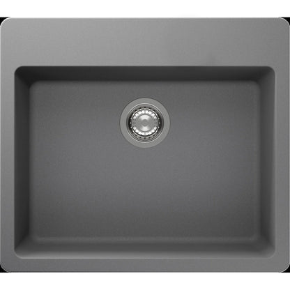 ent Signature Series Single Bowl Granite Sink #S3 Top Mount Pebble Grey
