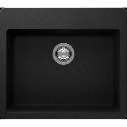 ent Signature Series Single Bowl Granite Sink #S3 Top Mount Slate Black
