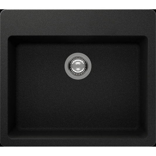 ent Signature Series Single Bowl Granite Sink #S3 Top Mount Slate Black
