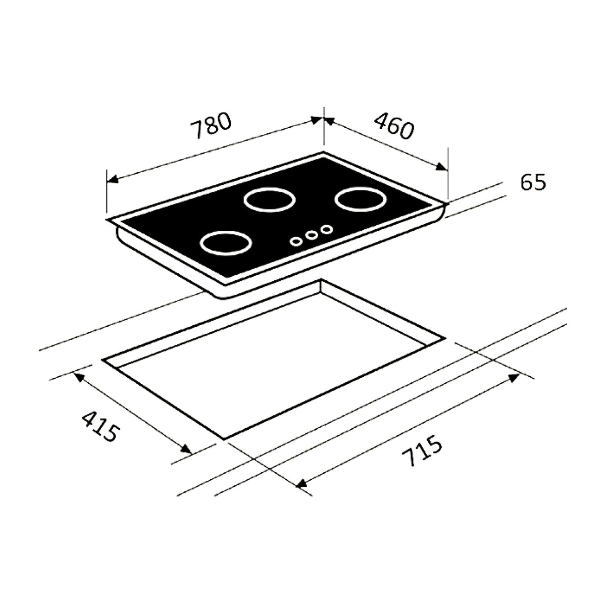 Teka GK LUX 78.1 3G 78cm 3-Burner Glass Gas Hob (PUB)