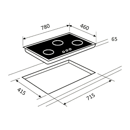 Teka GK LUX 78.1 3G 78cm 3-Burner Glass Gas Hob (PUB)