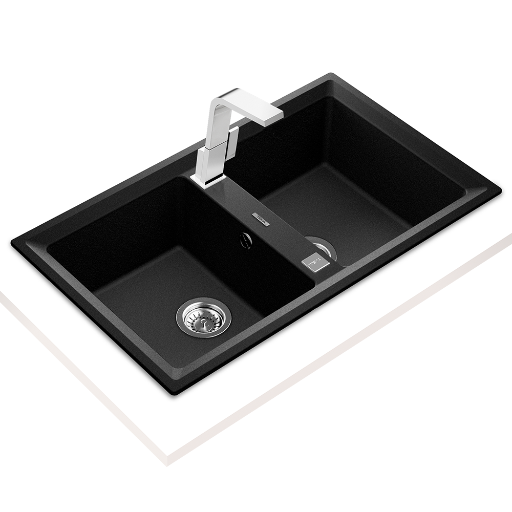 Teka Stone 90 B-TG 2B Top Mounted Double Bowl Tegranite+ Sink (Black)
