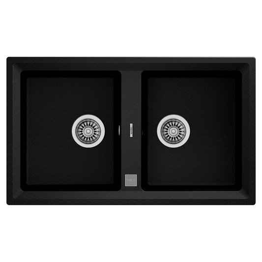 Teka Stone 90 B-TG 2B Top Mounted Double Bowl Tegranite+ Sink (Black)
