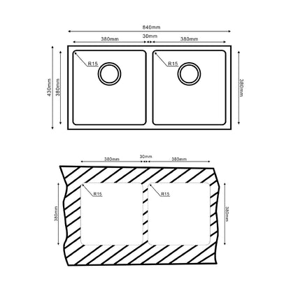 Teka ARQ 2B 840 Undermount Double Bowl Stainless Steel Sink