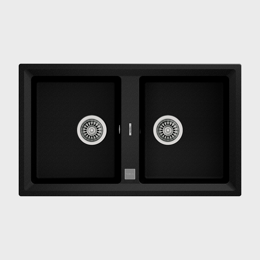 Teka Stone 90 B-TG 2B Top Mounted Double Bowl Tegranite+ Sink (Black)