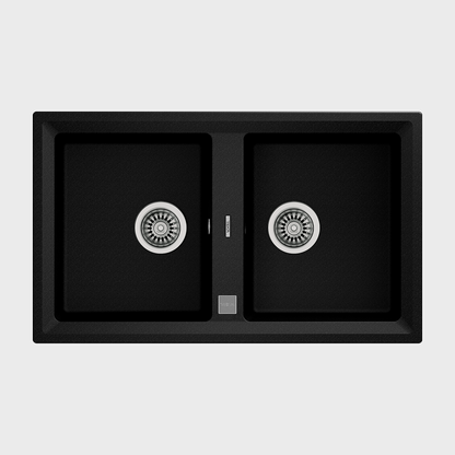 Teka Stone 90 B-TG 2B Top Mounted Double Bowl Tegranite+ Sink (Black)